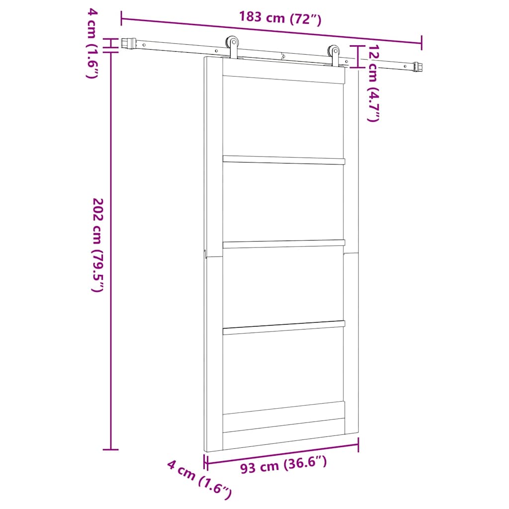 Sliding Door ORKDAL 93 x 202 cm Solid Pine Wood and Glass