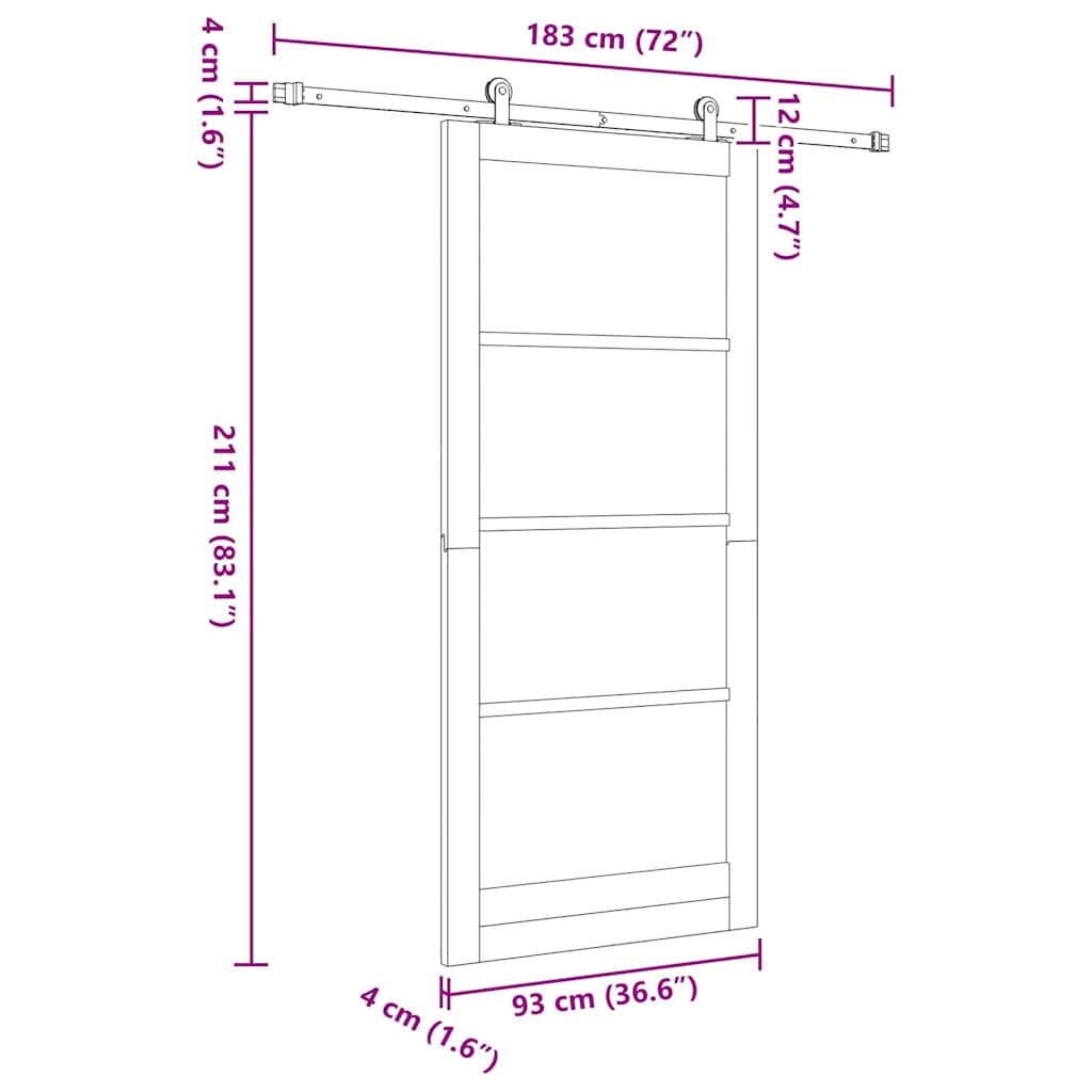 Sliding Door ORKDAL 93 x 211 cm Solid Pine Wood and Glass