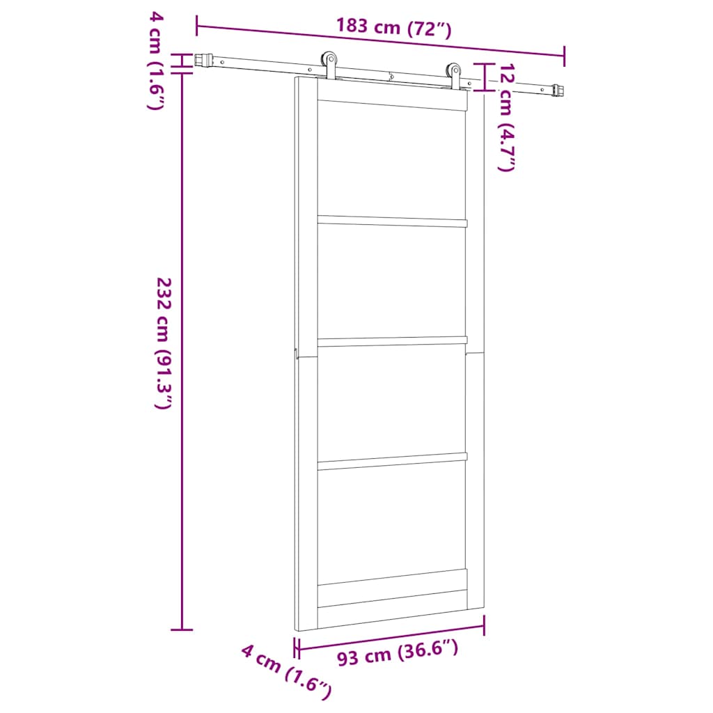 Sliding Door ORKDAL 93 x 232 cm Solid Pine Wood and Glass