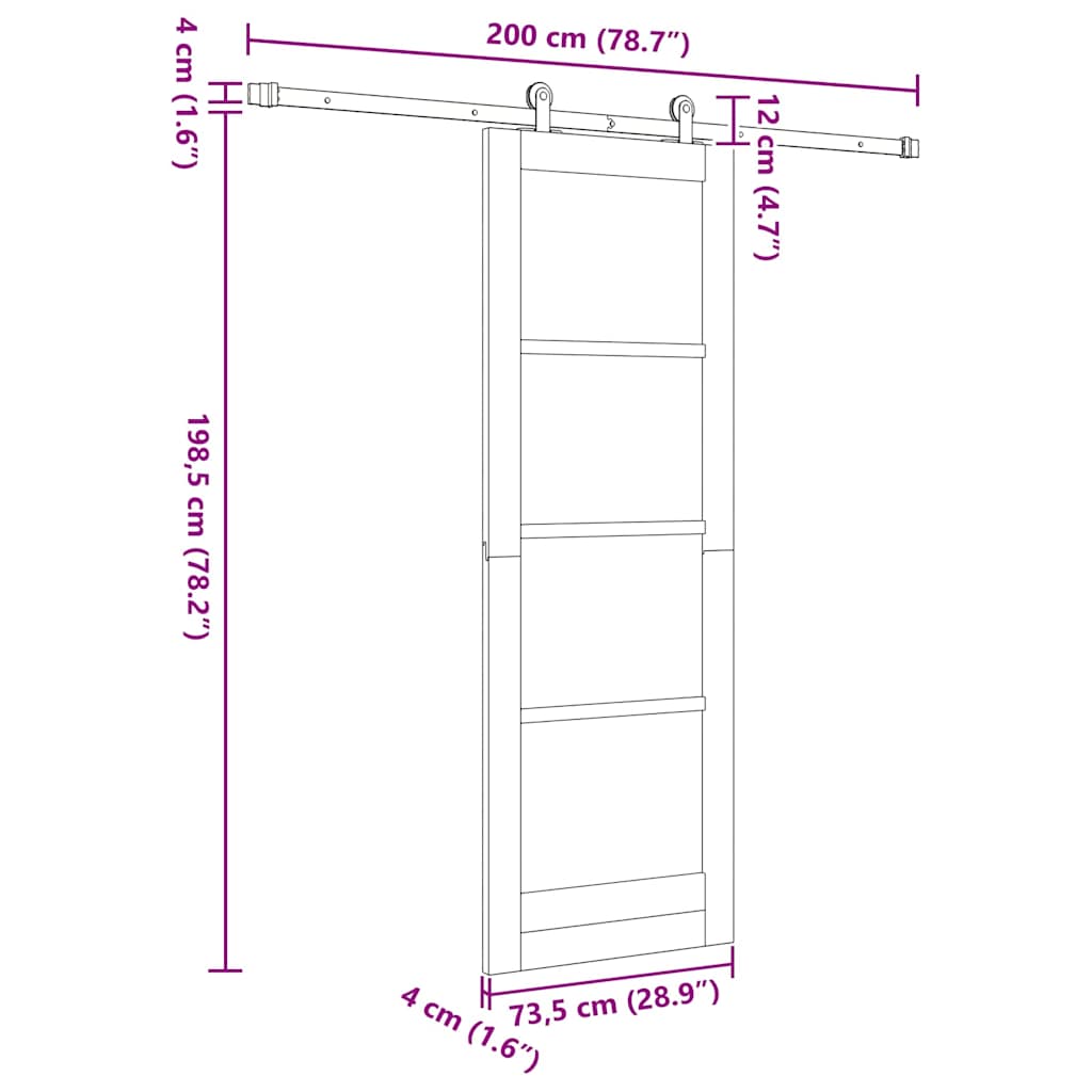 Sliding Door ORKDAL 73.5 x 198.5 cm Solid Pine Wood and Glass