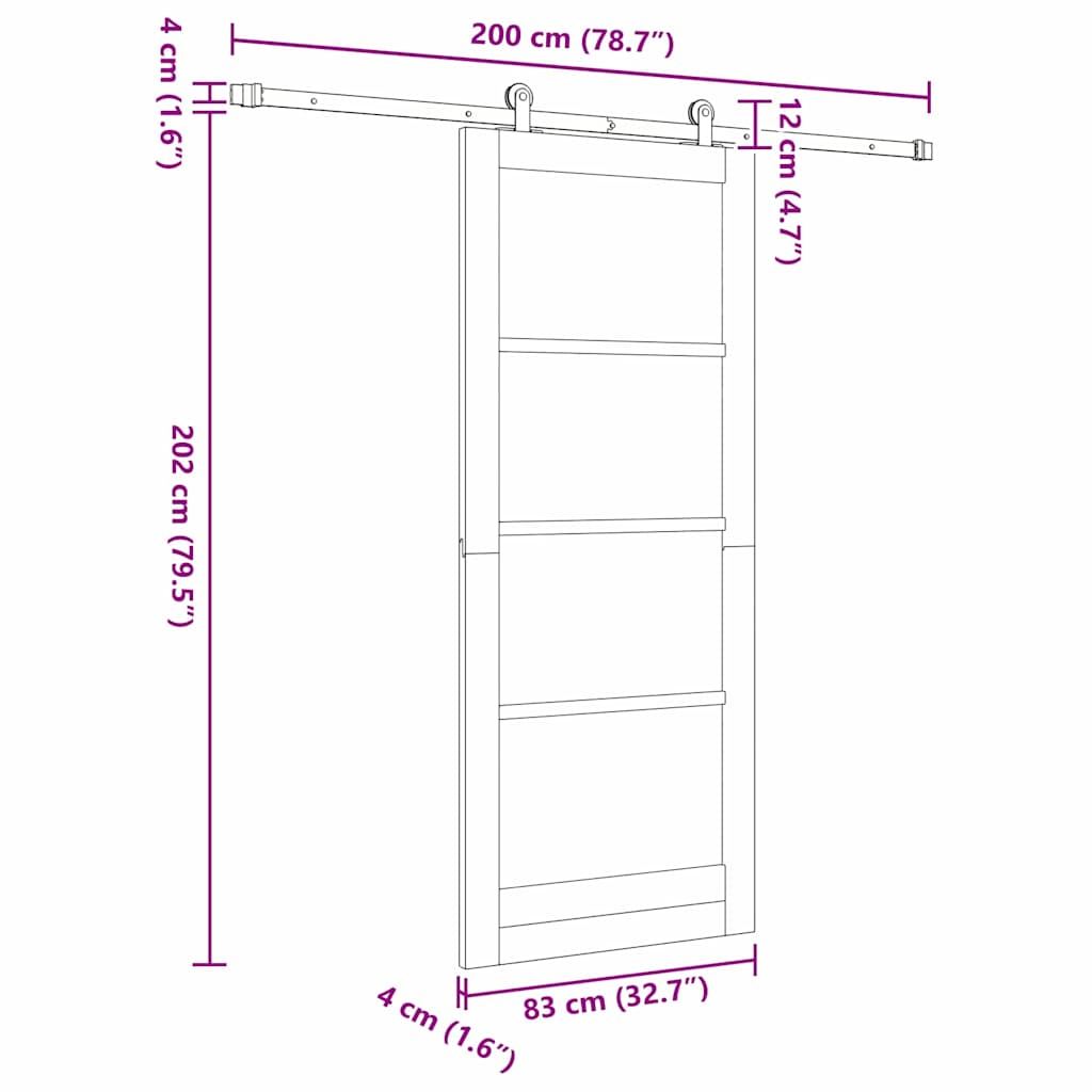 Sliding Door ORKDAL 83 x 202 cm Solid Pine Wood and Glass White
