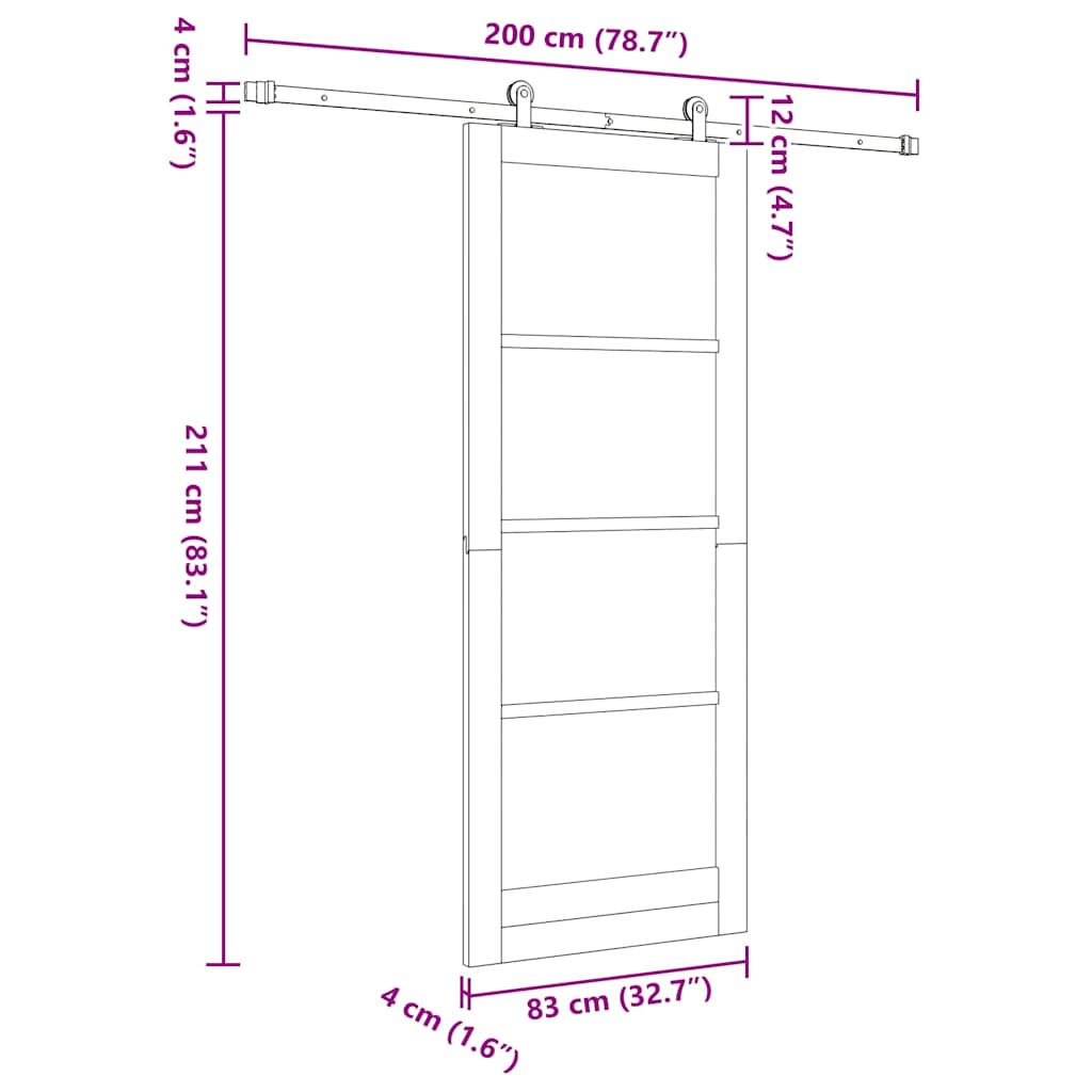Sliding Door ORKDAL 83 x 211 cm Solid Pine Wood and Glass White