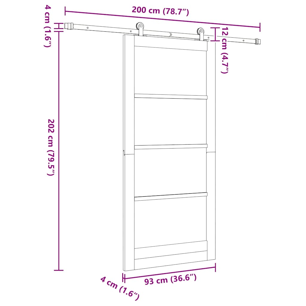 Sliding Door ORKDAL 93 x 202 cm Solid Pine Wood and Glass