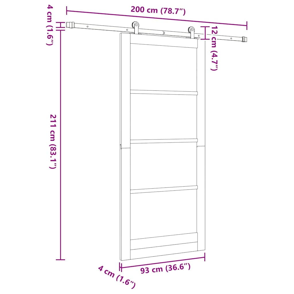 Sliding Door ORKDAL 93 x 211 cm Solid Pine Wood and Glass