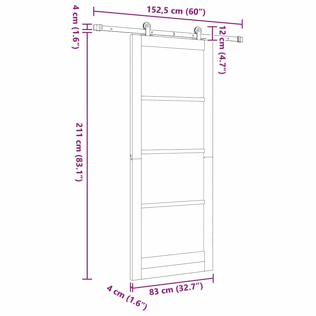 Sliding Door ORKDAL White 83 x 211 cm Solid Pine Wood and Glass