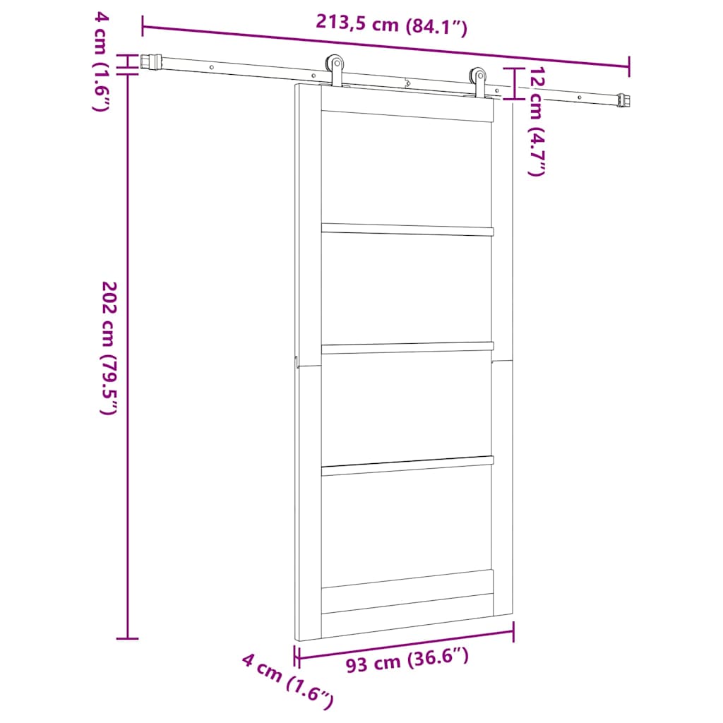 Sliding Door ORKDAL White 93 x 202 cm Solid Pine Wood and Glass