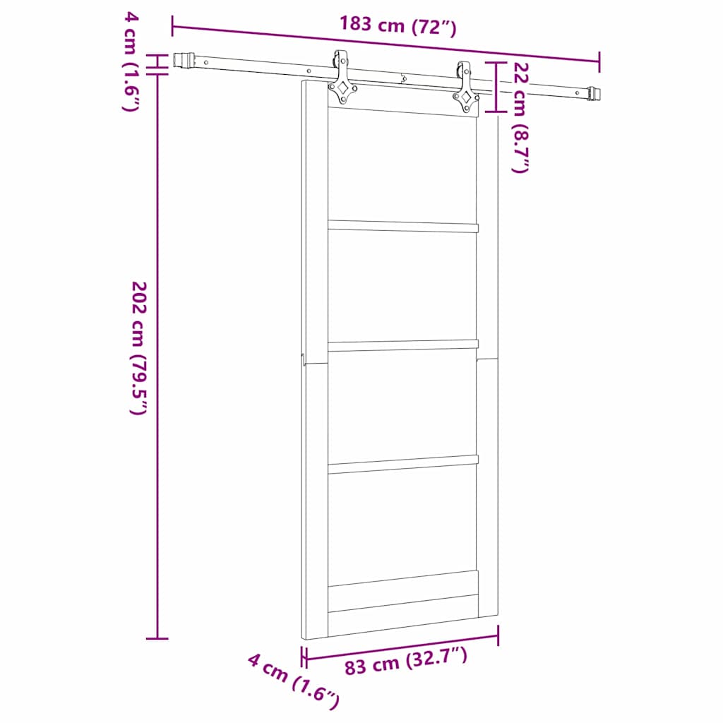 Sliding Door ORKDAL 83 x 202 cm Solid Pine Wood and Glass