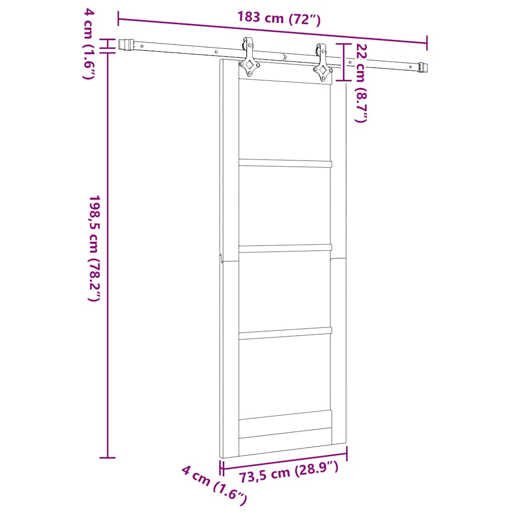 Sliding Door 73.5 x 198.5 cm Solid Pine Wood and Glass Natural