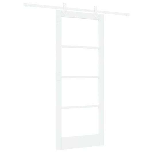 Sliding Door 83 x 202 cm Solid Pine Wood and Glass White
