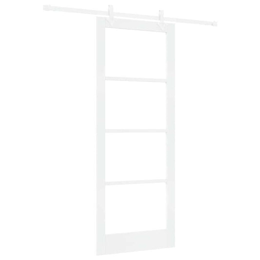 Sliding Door 83 x 211 cm Solid Pine Wood and Glass White