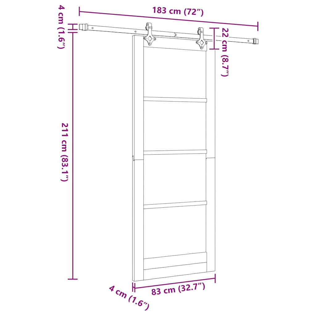 Sliding Door 83 x 211 cm Solid Pine Wood and Glass White