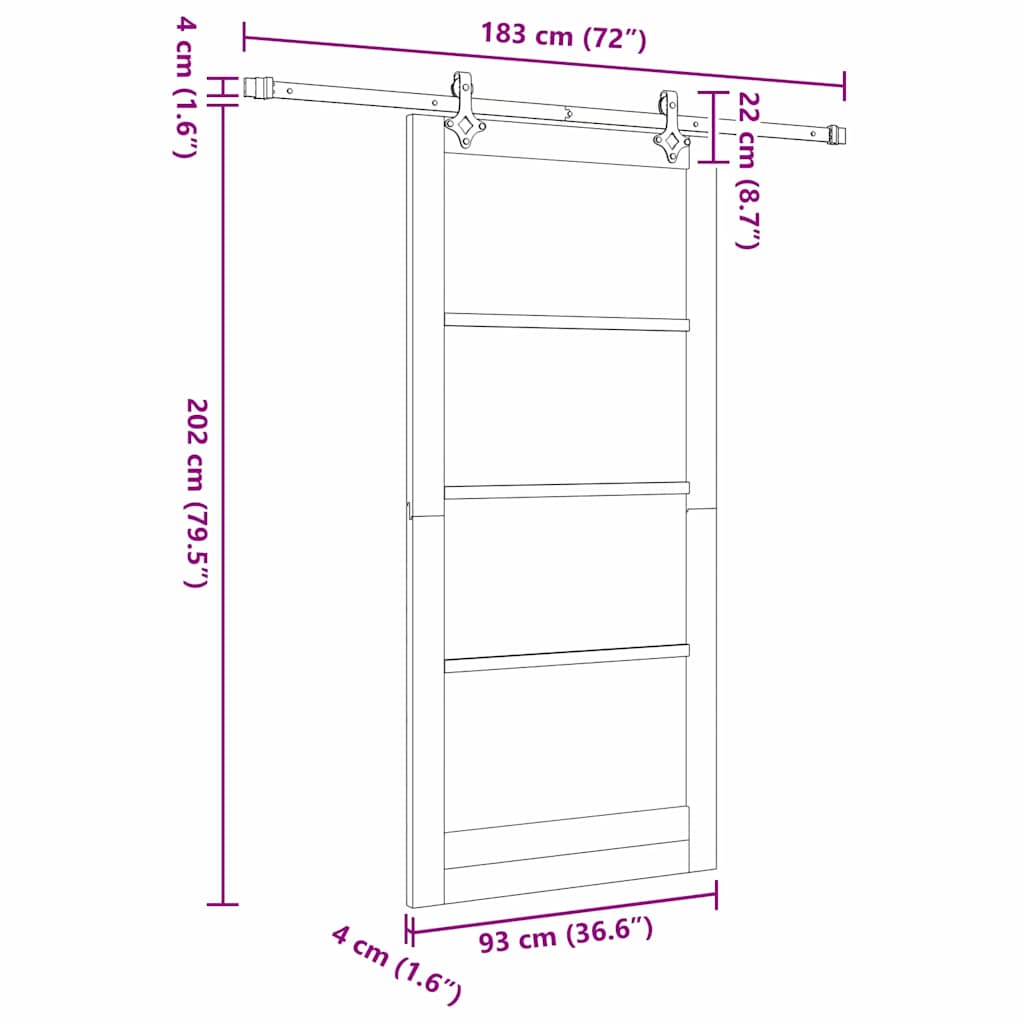 Sliding Door 93 x 202 cm Solid Pine Wood and Glass Natural