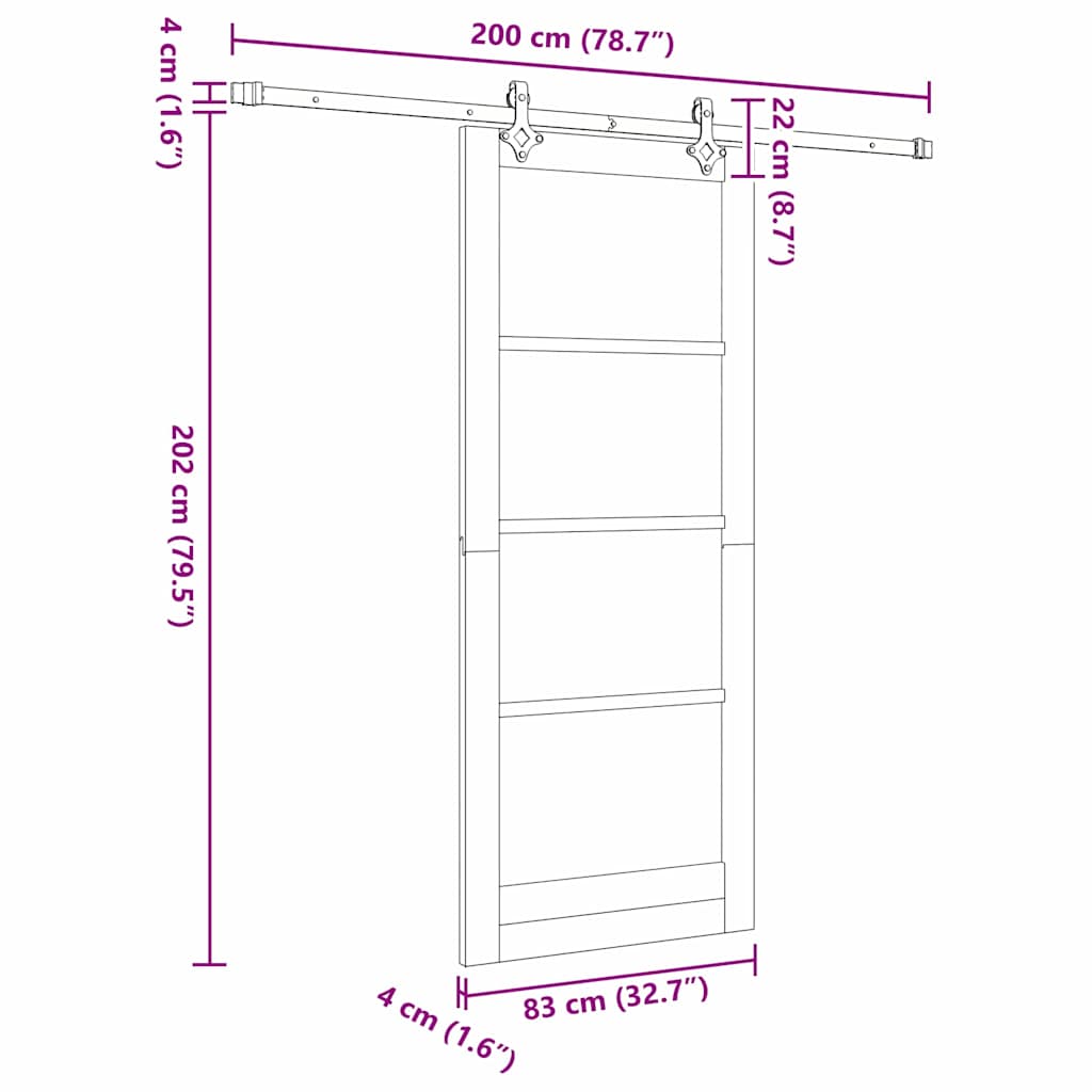 Sliding Door 83 x 202 cm Solid Pine Wood and Glass White