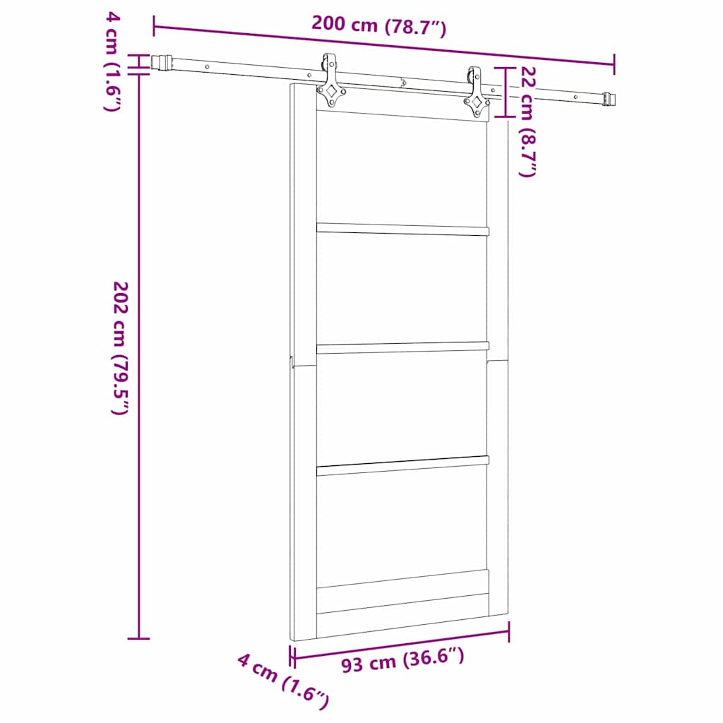 Sliding Door 93 x 202 cm Solid Pine Wood and Glass Natural