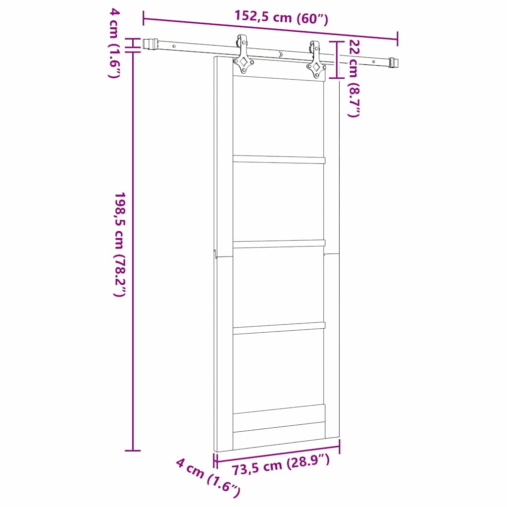 Sliding Door Natural 73.5 x 198.5 cm Solid Pine Wood and Glass