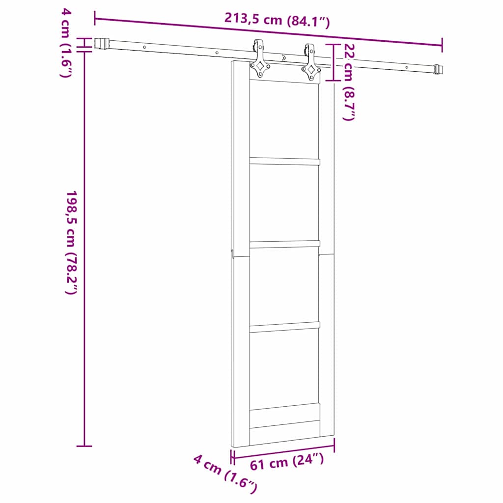 Sliding Door Natural 61 x 198.5 cm Solid Pine Wood and Glass