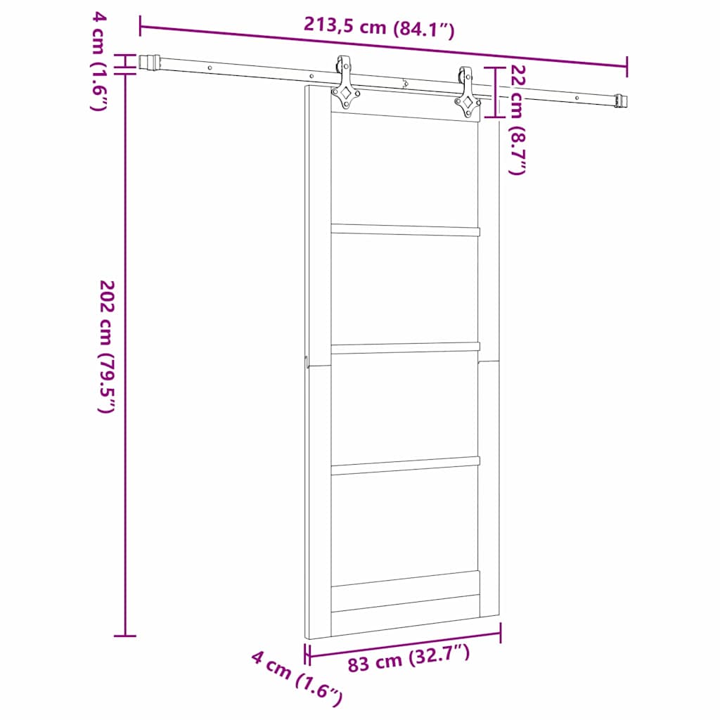 Sliding Door White 83 x 202 cm Solid Pine Wood and Glass