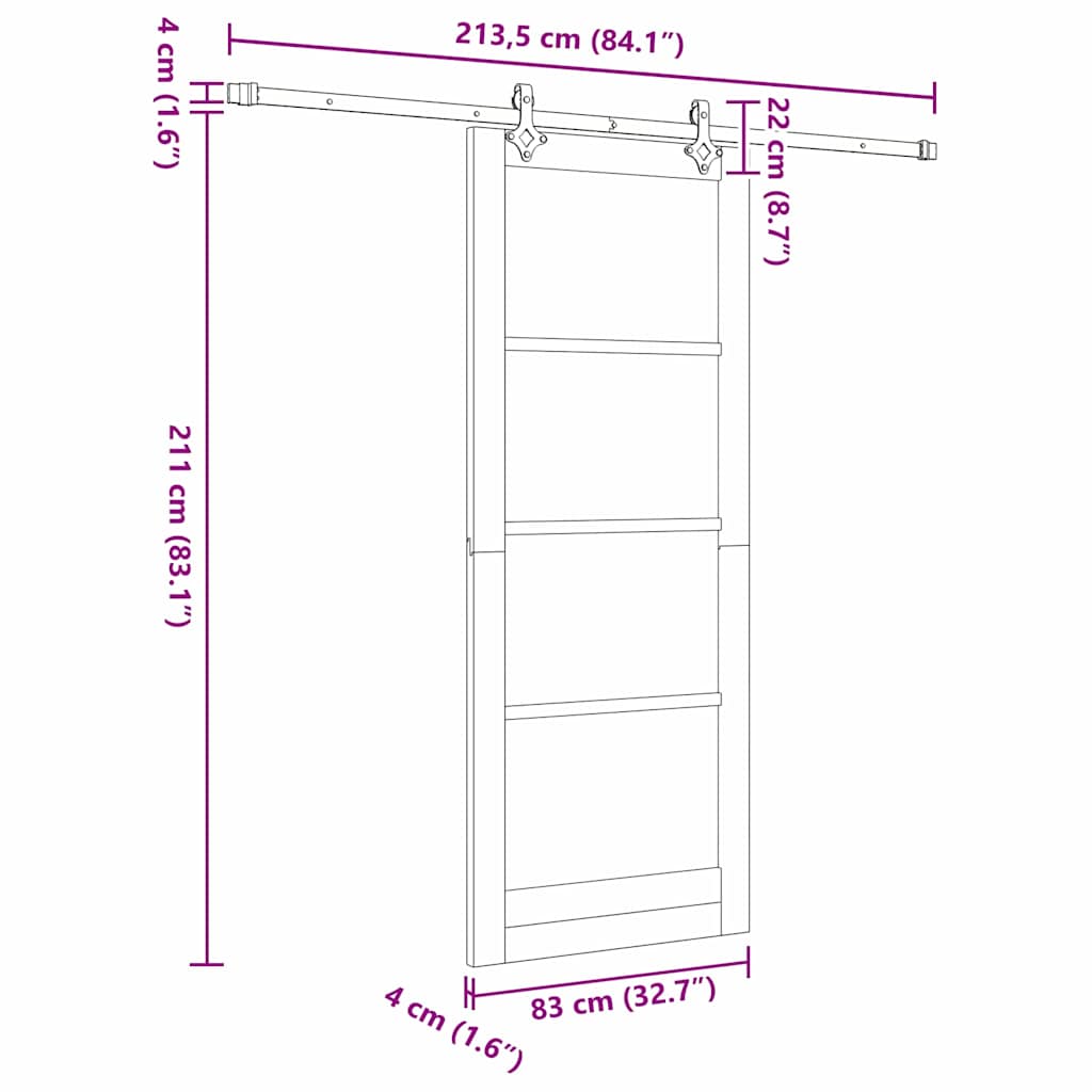 Sliding Door White 83 x 211 cm Solid Pine Wood and Glass