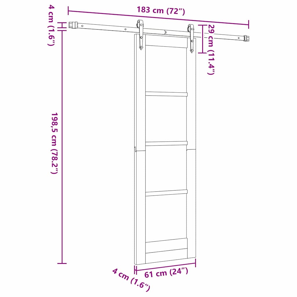 Sliding Door 61 x 198.5 cm Solid Pine Wood and Glass Natural