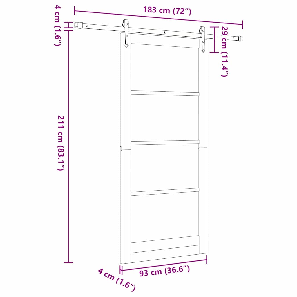 Sliding Door 93 x 211 cm Solid Pine Wood and Glass Natural