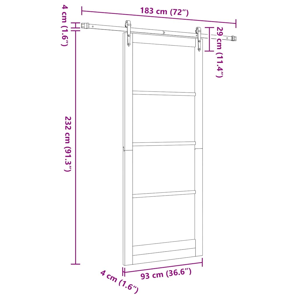 Sliding Door 93 x 232 cm Solid Pine Wood and Glass Natural