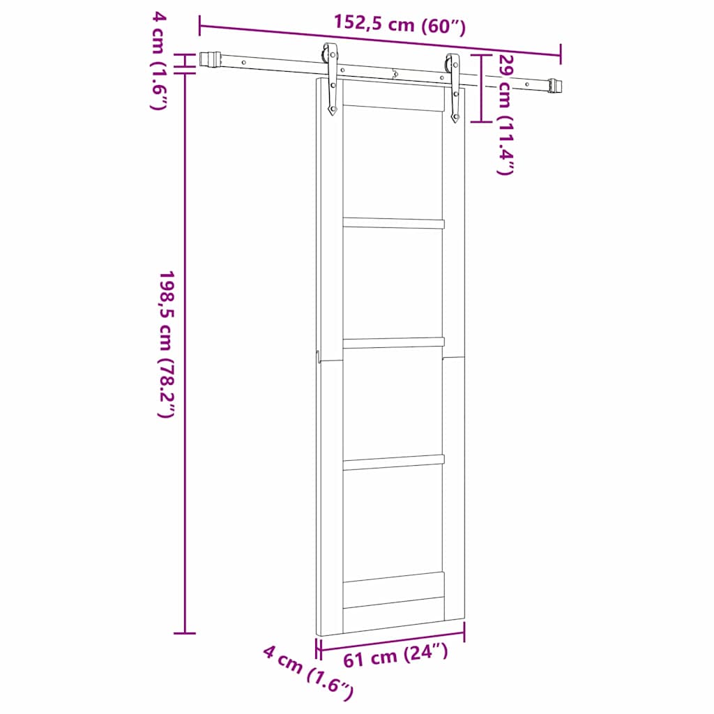 Sliding Door ORKDAL 61 x 198.5 cm Solid Pine Wood and Glass