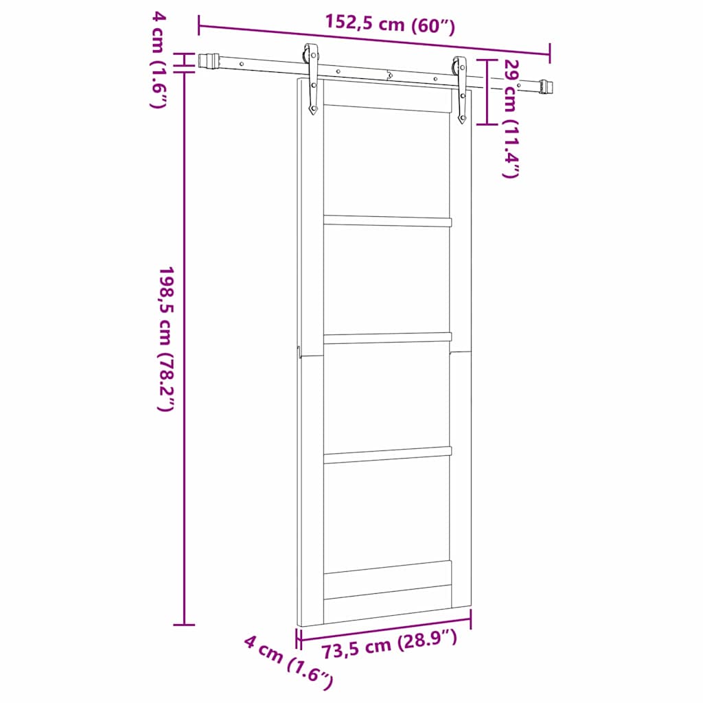 Sliding Door ORKDAL 73.5 x 198.5 cm Solid Pine Wood and Glass