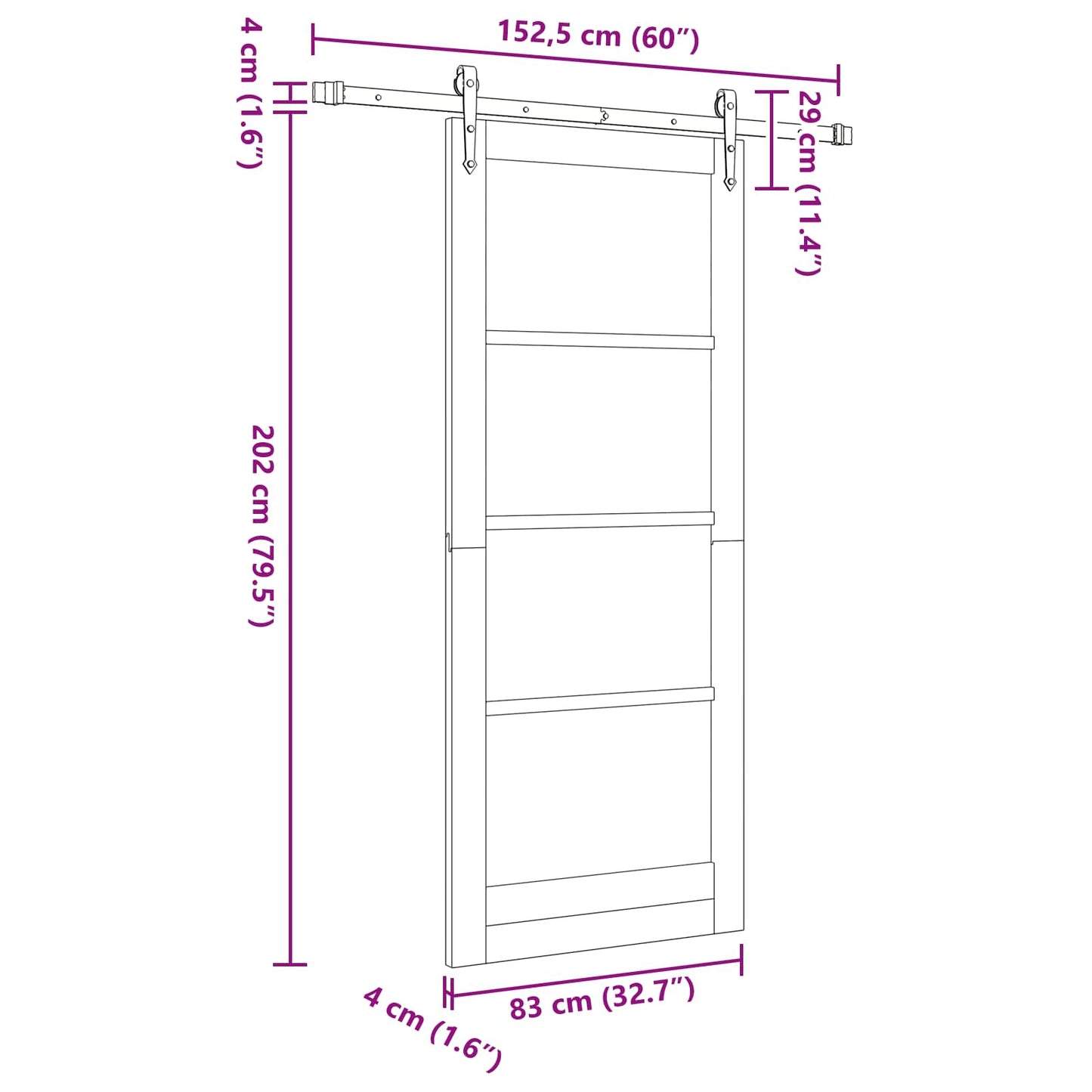 Sliding Door ORKDAL 83 x 202 cm Solid Pine Wood and Glass White
