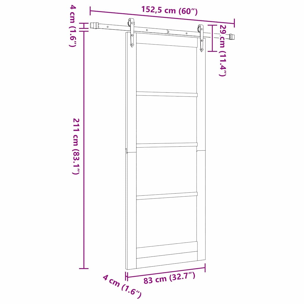Sliding Door ORKDAL 83 x 211 cm Solid Pine Wood and Glass White