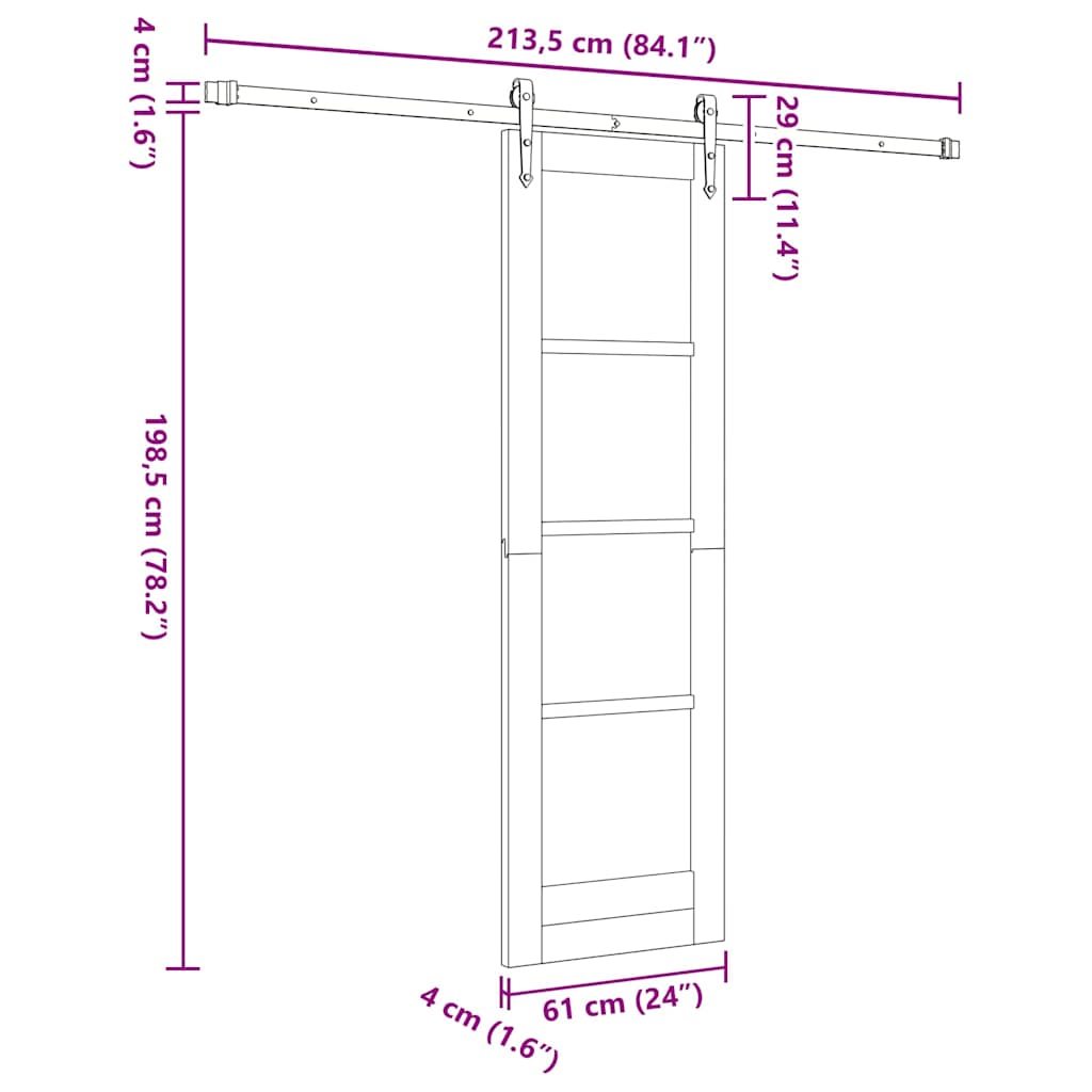 Sliding Door ORKDAL 61 x 198.5 cm Solid Pine Wood and Glass