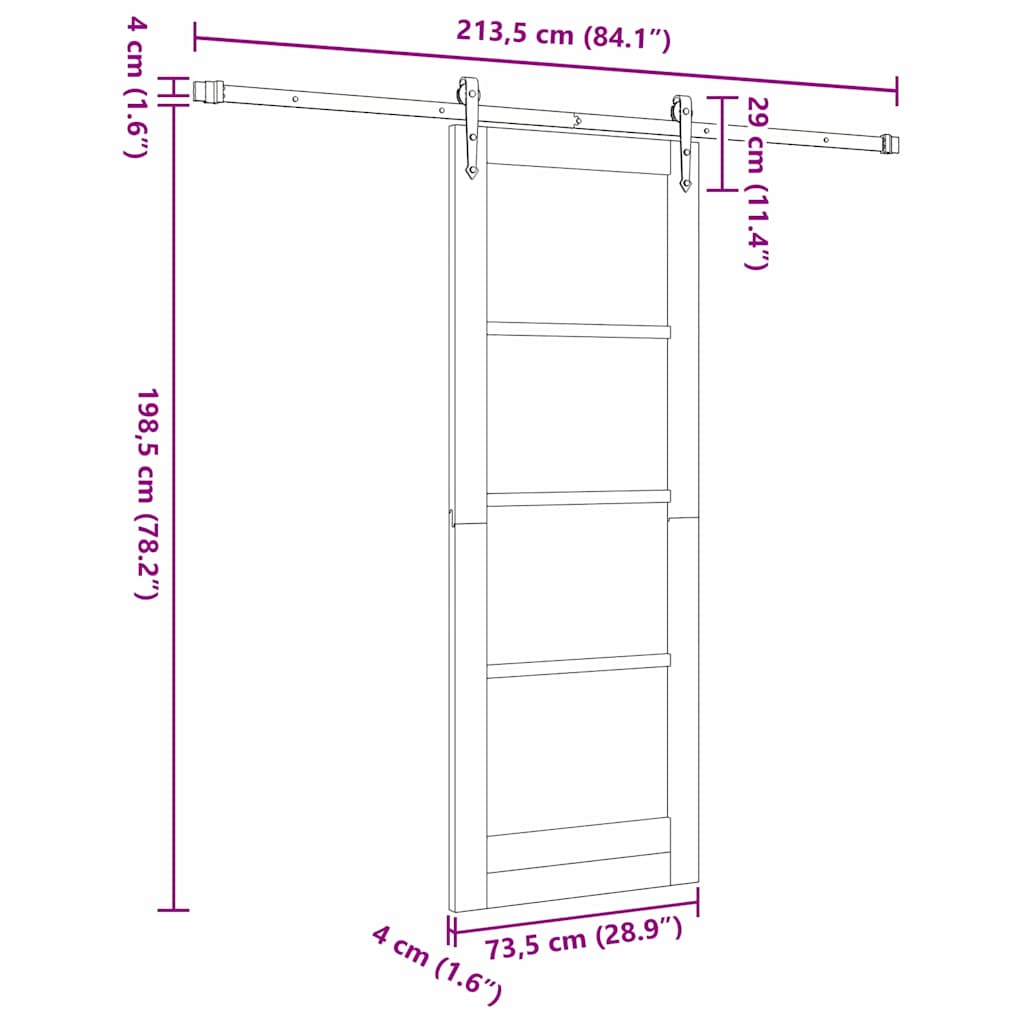 Sliding Door ORKDAL 73.5 x 198.5 cm Solid Pine Wood and Glass