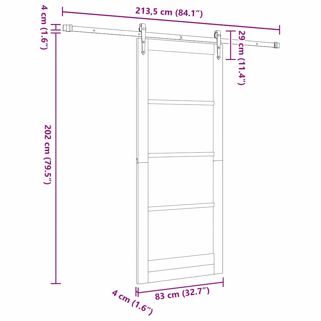 Sliding Door ORKDAL 83 x 202 cm Solid Pine Wood and Glass White