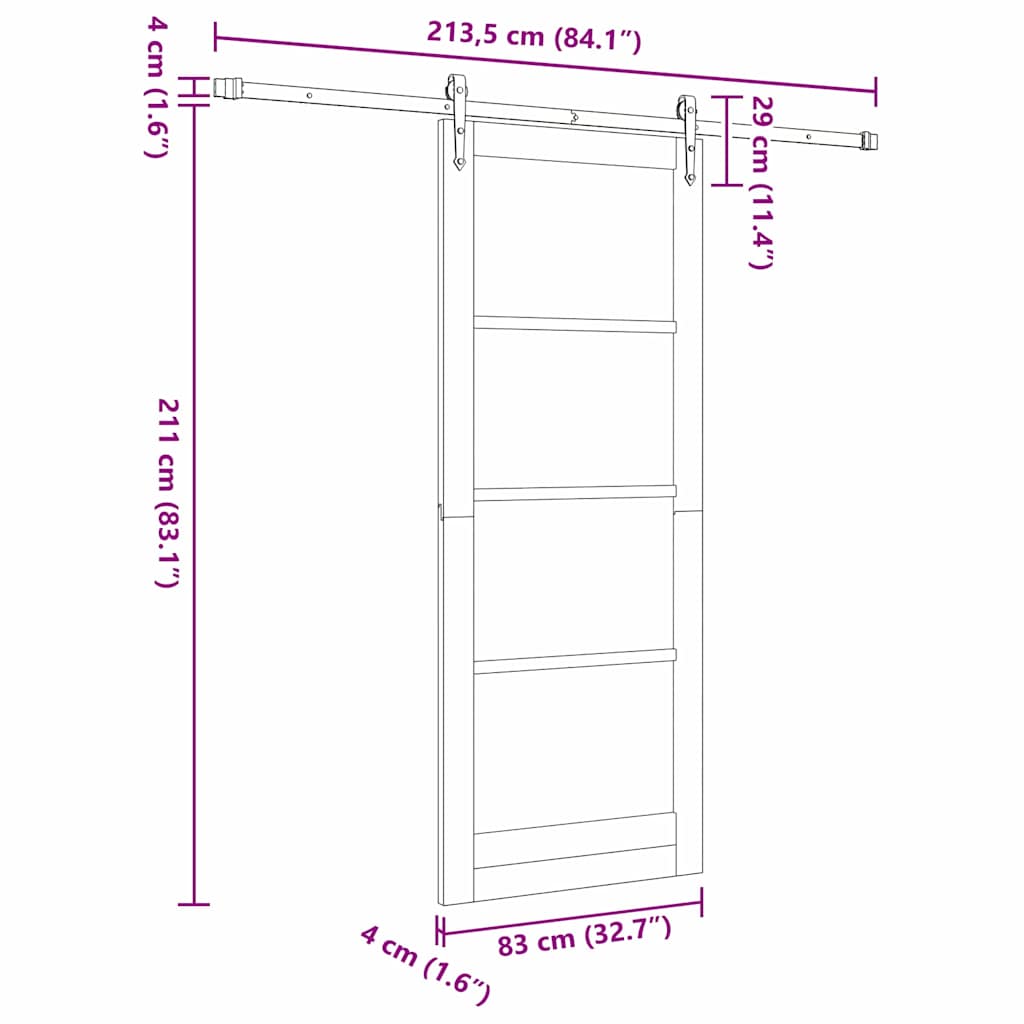 Sliding Door ORKDAL 83 x 211 cm Solid Pine Wood and Glass White