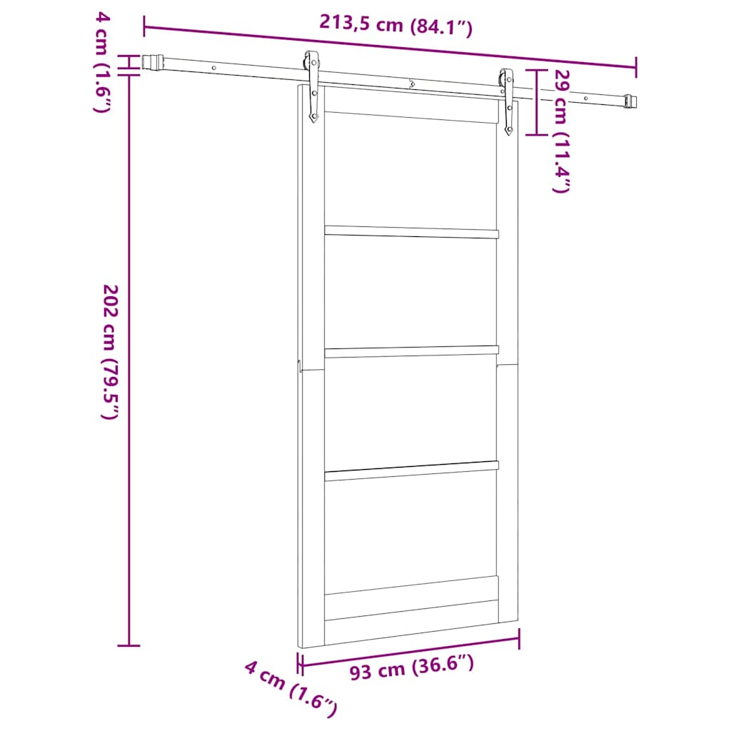 Sliding Door ORKDAL 93 x 202 cm Solid Pine Wood and Glass