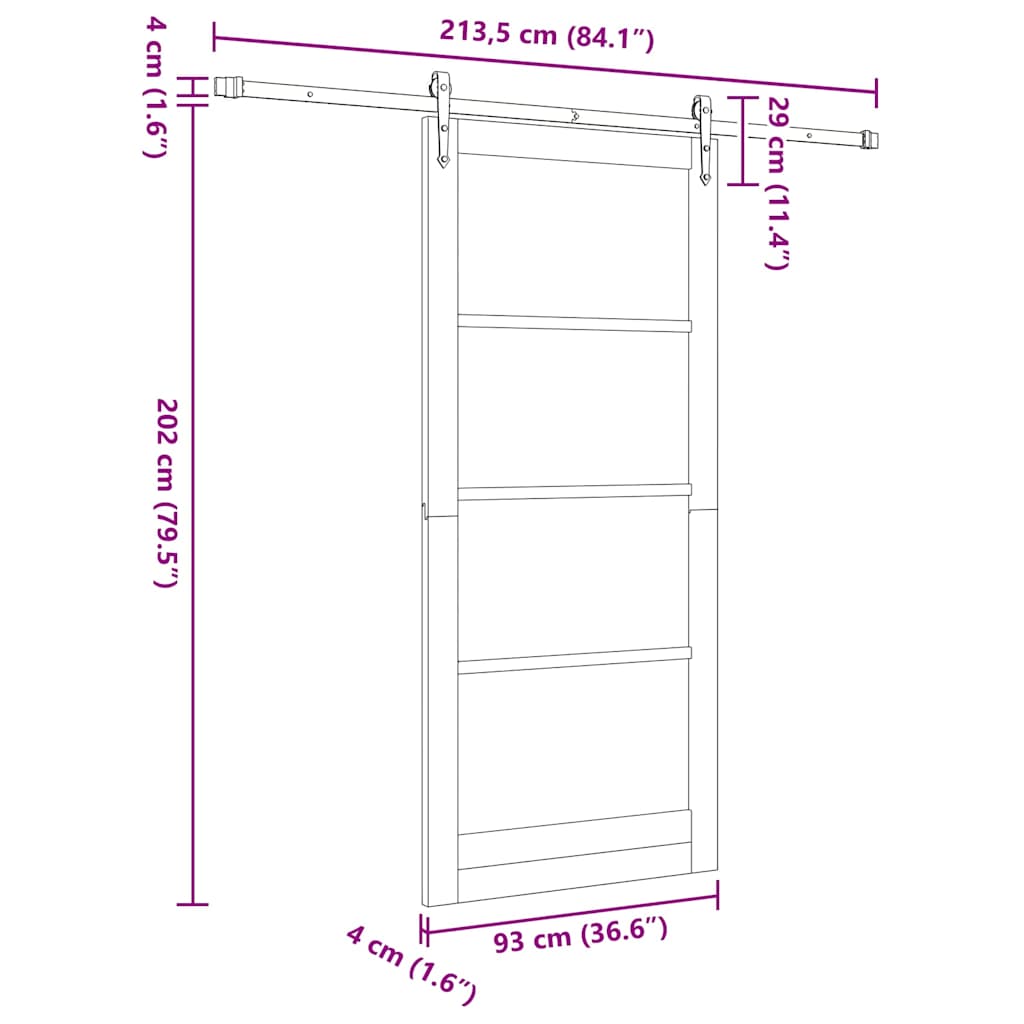 Sliding Door ORKDAL 93 x 211 cm Solid Pine Wood and Glass White