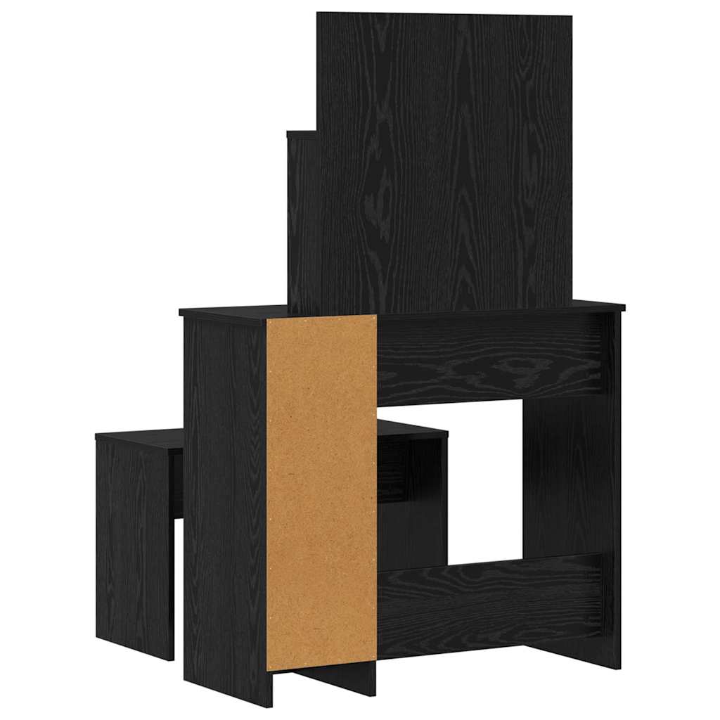 LED Dressing Table Set 2 pcs Black Oak 86.5 x 35 x 136 cm