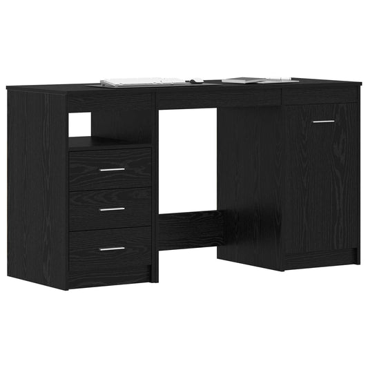 Desk with Door 2 pcs Black Oak 140 x 50 x 76 cm Engineered Wood