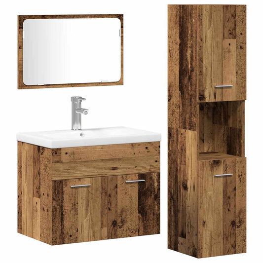 Bathroom Furniture Set 4 pcs Brown Engineered Wood