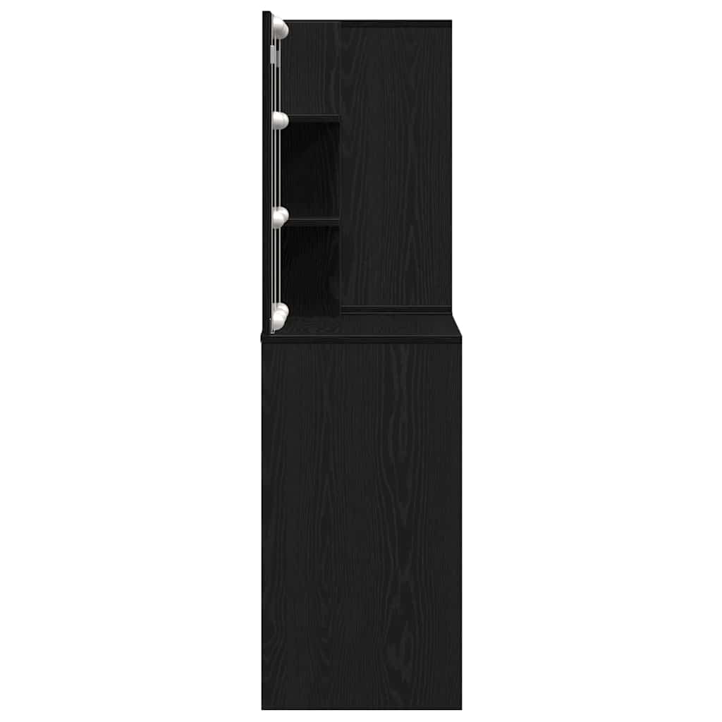 LED Dressing Table Set Black Oak 140 x 40 x 140 cm