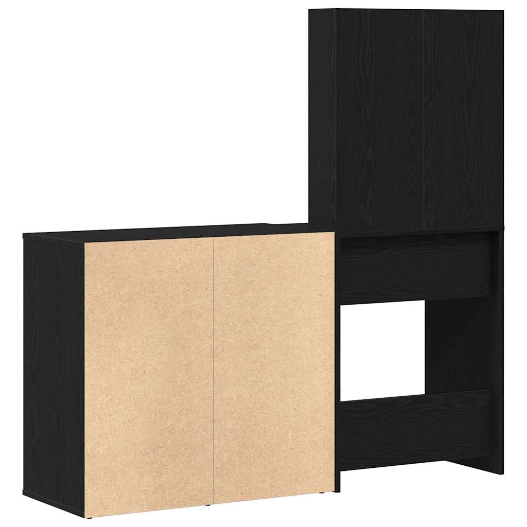 LED Dressing Table Set Black Oak 140 x 40 x 140 cm