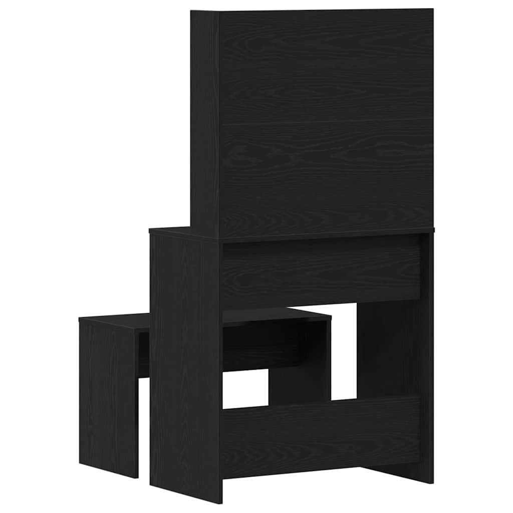 LED Dressing Table Set 2 pcs Black Oak 74.5 x 40 x 141 cm