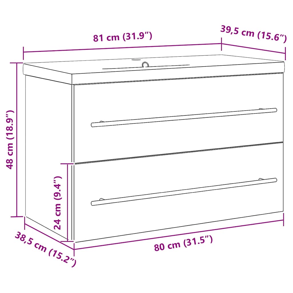 Bathroom Sink Cabinet 2 pcs Old Wood 80 x 38.5 x 48 cm