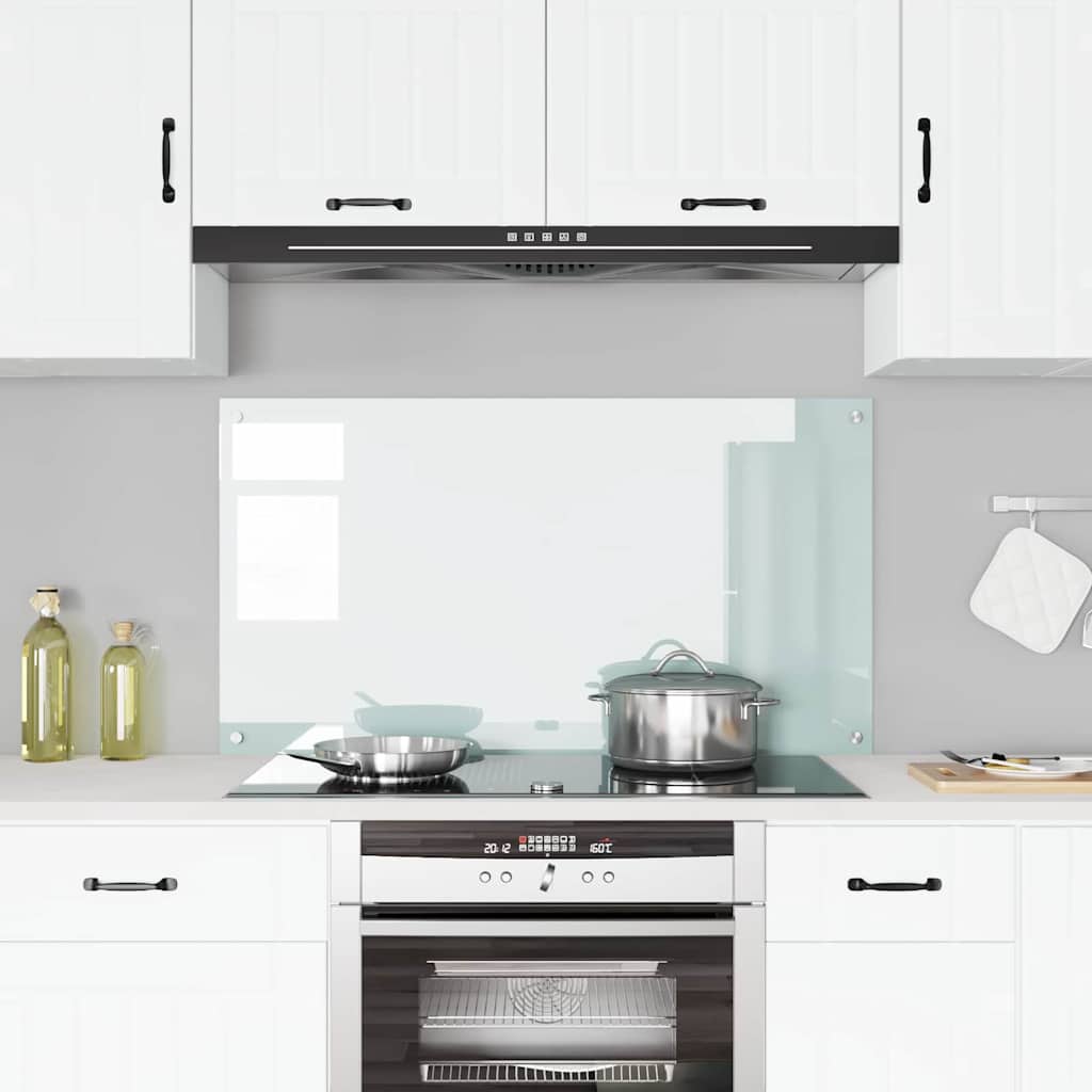 Kitchen Backsplash White 110 x 60 x 0.6 cm Tempered Glass
