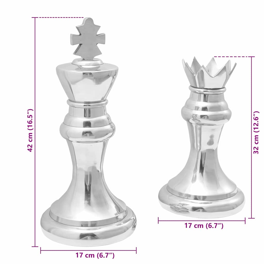 Sculptures 2 pcs Silver 17 x 17 x 42 cm Aluminium