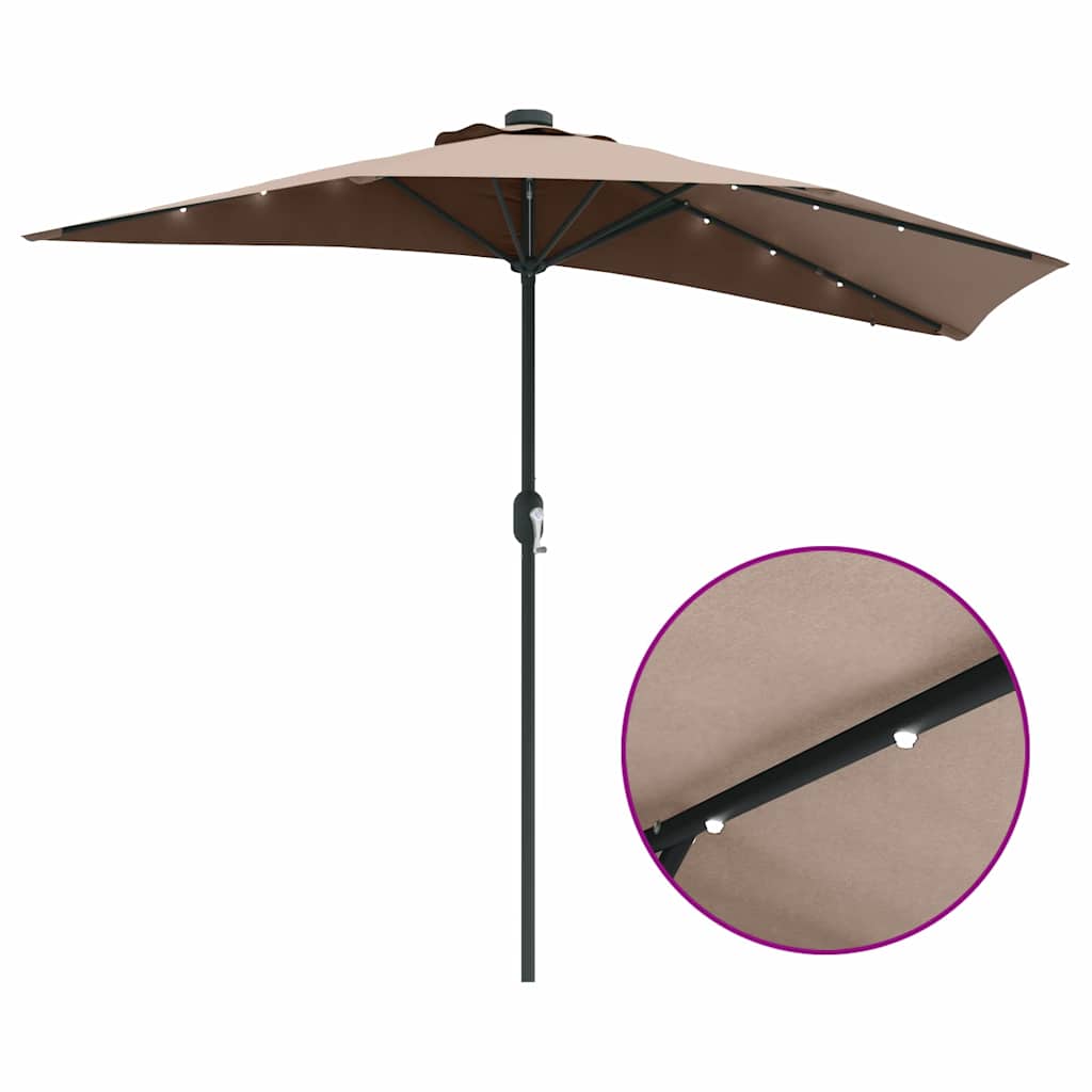 Garden Parasol 294 x 150 x 223 cm Polyester and Steel Taupe
