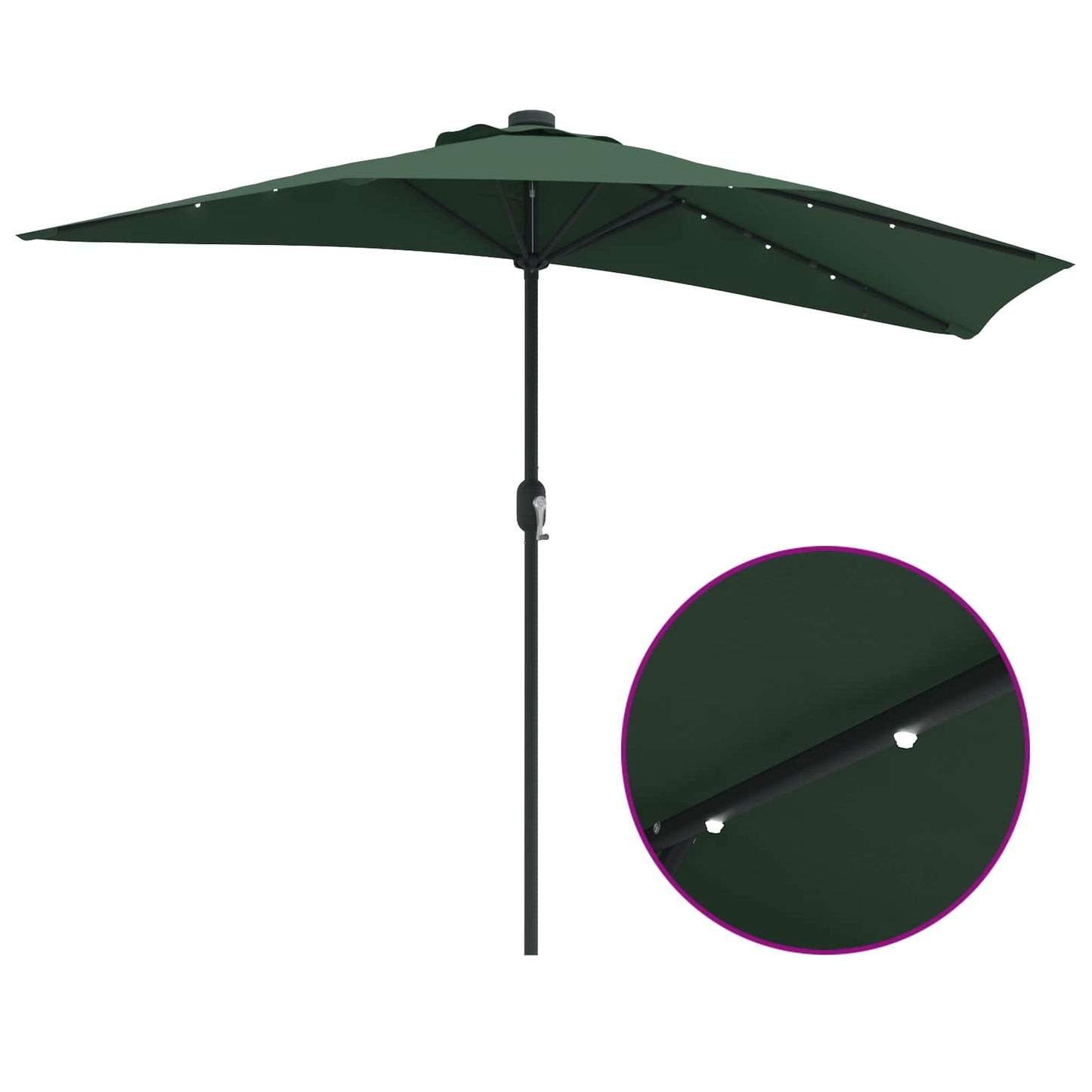 Garden Parasol 294 x 150 x 224 cm Polyester and Steel Green