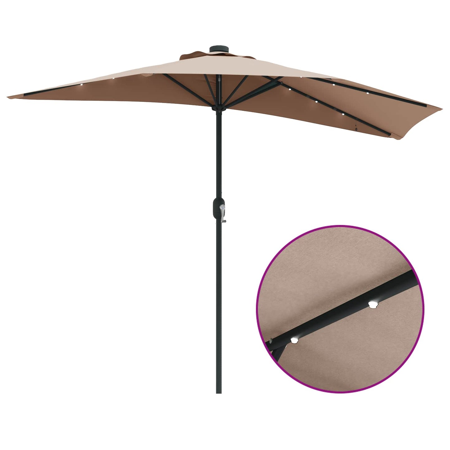 Garden Parasol 294 x 150 x 224 cm Polyester and Steel Taupe