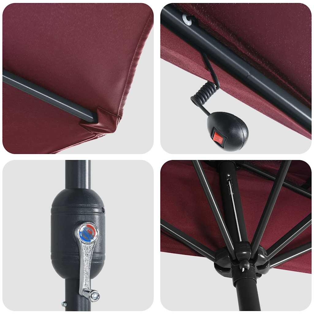 Garden Parasol Bordeaux red 294 x 150 x 224 cm Fabric