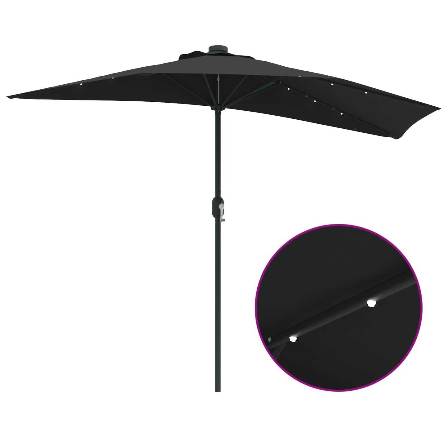 Garden Parasol 294 x 150 x 224 cm Polyester and Steel Black
