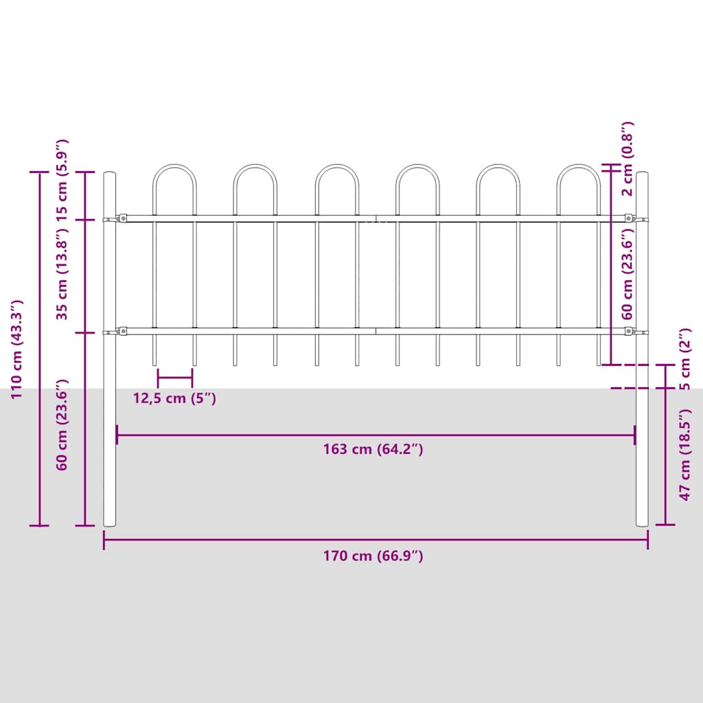 Garden Fence BOXTEL 4 pcs 6.8 x 0.6 m Powder-coated Steel Grey